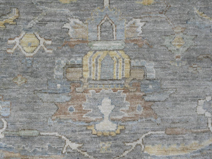 Heriz Oushak hand-knotted wool rug in Gray & Ivory, 7'11" x 9'11" — SKU O020991 (view 8)