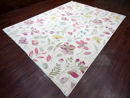 Peshawar Modern / Contemporary hand-knotted wool rug in Ivory, 9' x 11'9" — SKU O020993 (view 3)