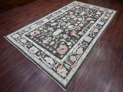 Black 7'0" x 12'1" Oushak And Peshawar Hand knotted Wool Rug - Sku: O020994