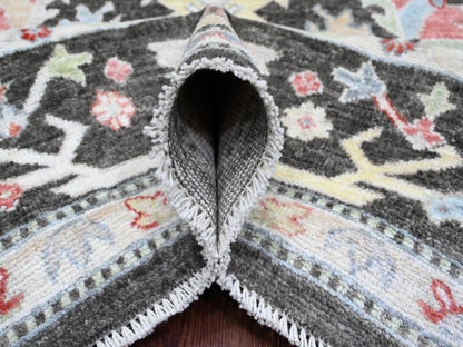 Black 7'0" x 12'1" Oushak And Peshawar Hand knotted Wool Rug - Sku: O020994