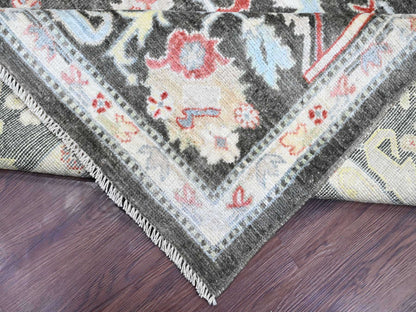 Black 7'0" x 12'1" Oushak And Peshawar Hand knotted Wool Rug - Sku: O020994