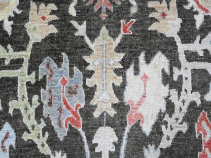 Black 7'0" x 12'1" Oushak And Peshawar Hand knotted Wool Rug - Sku: O020994