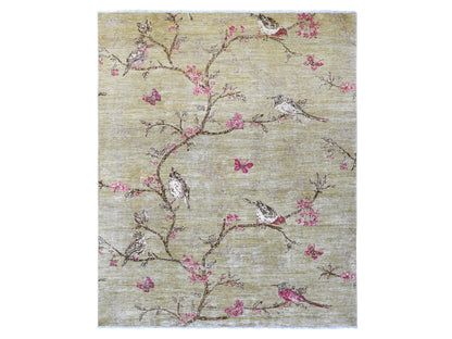 Green 8'3" x 9'9" Modern / Contemporary Hand knotted Wool Rug - Sku: O021007