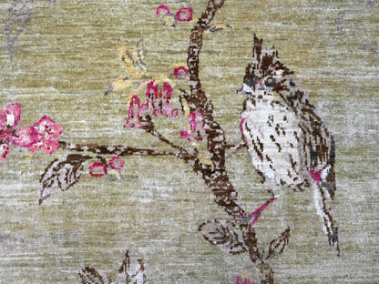 Green 8'3" x 9'9" Modern / Contemporary Hand knotted Wool Rug - Sku: O021007
