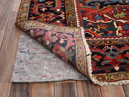 Heriz Antique hand-knotted wool rug in Red & Midnight Blue, 8'9" x 12'2" — SKU O02100 (view 5)