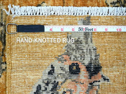 Brown 1'10" x 2'9" Modern and Contemporary Hand knotted Wool Rug - Sku: O021015