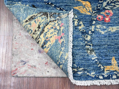Blue 2'0" x 2'10" Modern and Contemporary Hand knotted Wool Rug - Sku: O021016