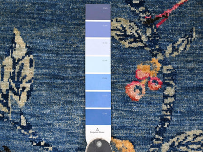 Blue 2'0" x 2'10" Modern and Contemporary Hand knotted Wool Rug - Sku: O021016