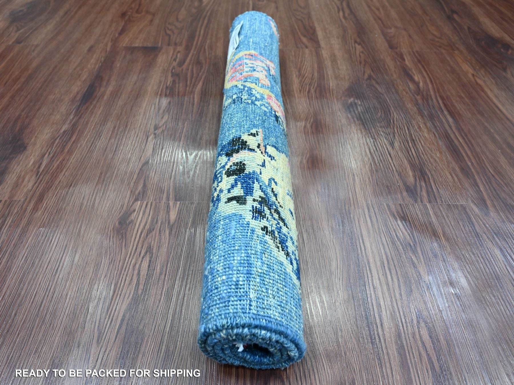 Peshawar Modern / Contemporary hand-knotted wool rug in Blue, 2' x 2'10" — SKU O021016 (view 4)