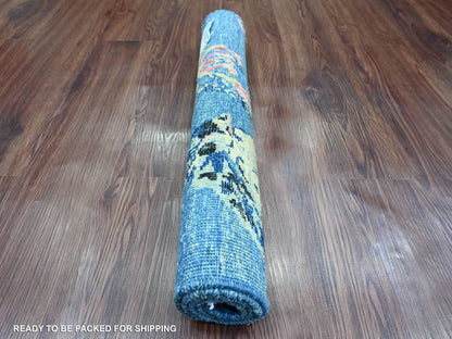 Peshawar Modern / Contemporary hand-knotted wool rug in Blue, 2' x 2'10" — SKU O021016 (view 4)