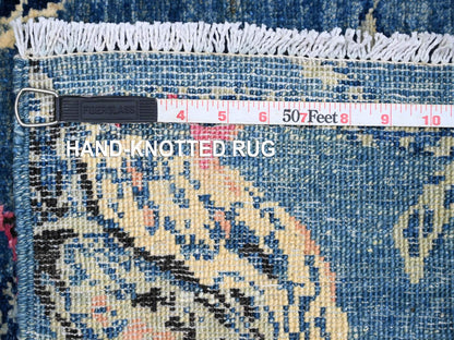 Blue 2'0" x 2'10" Modern and Contemporary Hand knotted Wool Rug - Sku: O021016