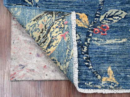 Blue 2'0" x 2'10" Modern and Contemporary Hand knotted Wool Rug - Sku: O021020