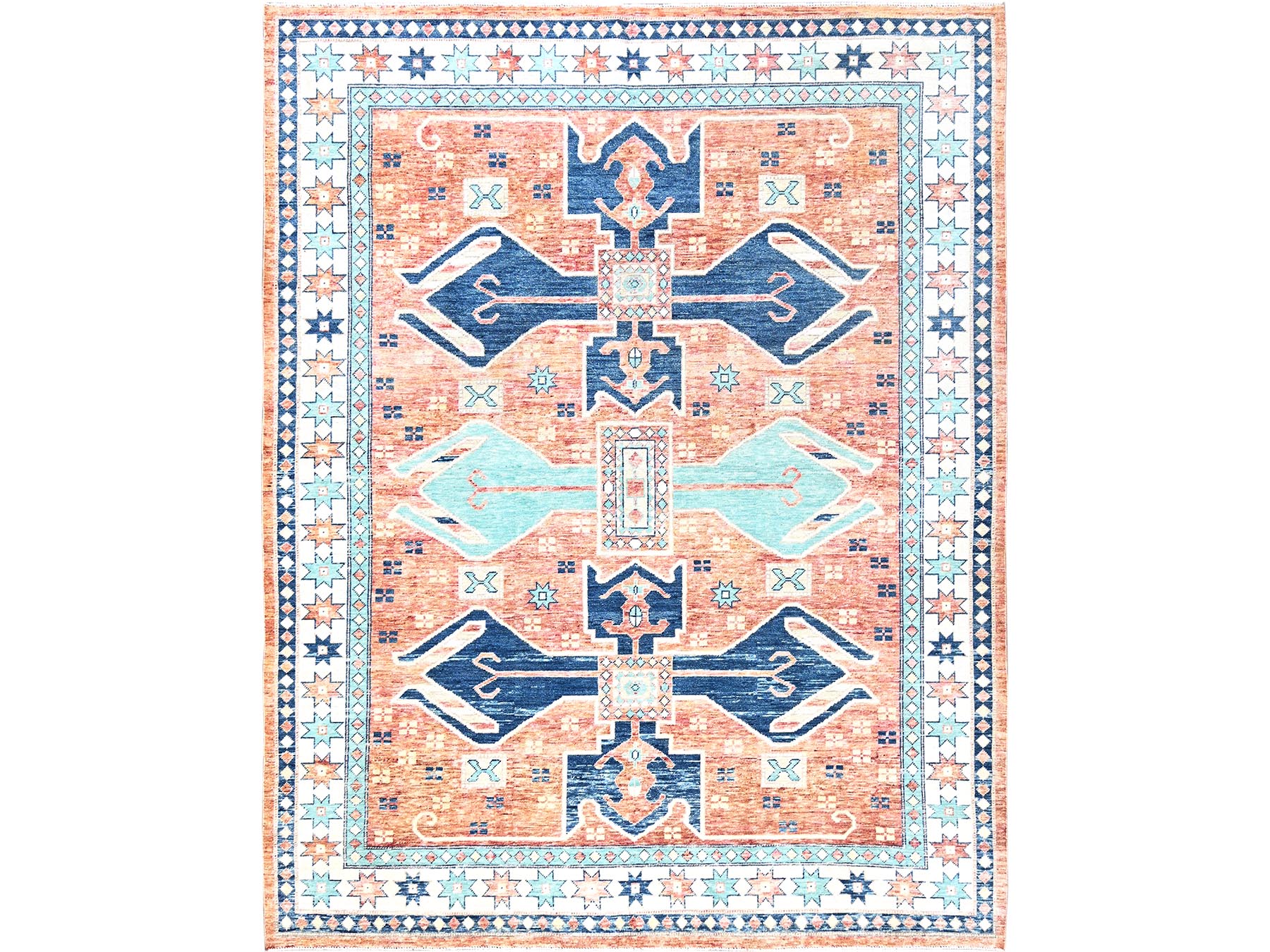 Oushak hand-knotted wool rug in Orange & Ivory, 8'11" x 11'9" — SKU O02102