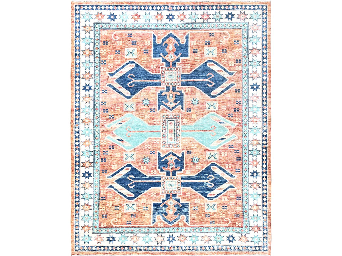 Oushak hand-knotted wool rug in Orange & Ivory, 8'11" x 11'9" — SKU O02102
