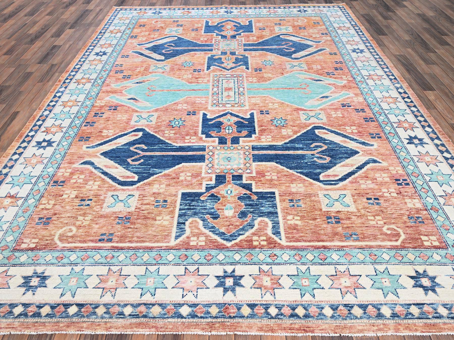 Oushak hand-knotted wool rug in Orange & Ivory, 8'11" x 11'9" — SKU O02102 (view 2)