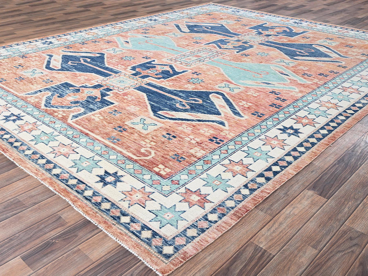 Oushak hand-knotted wool rug in Orange & Ivory, 8'11" x 11'9" — SKU O02102 (view 3)