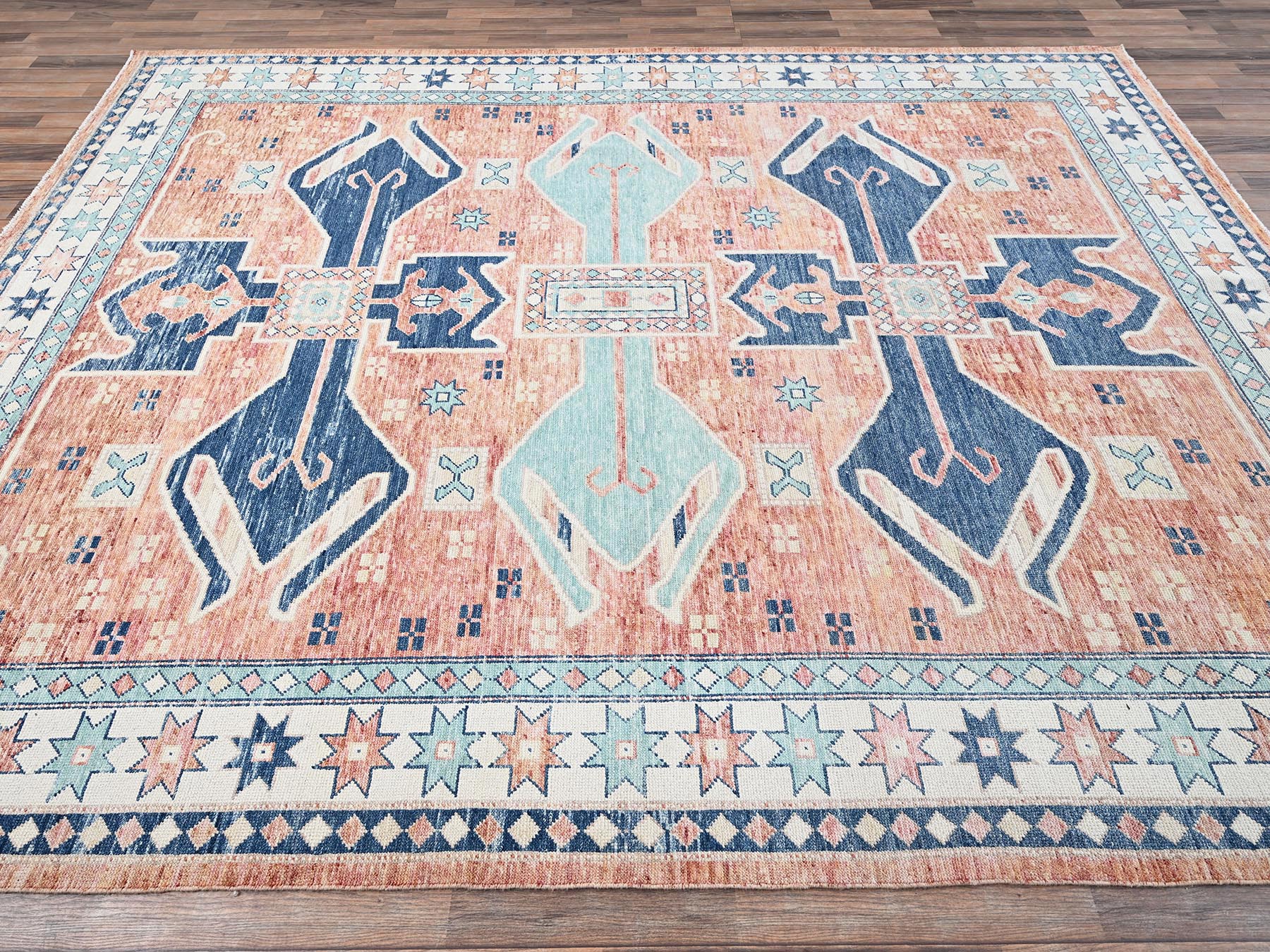 Oushak hand-knotted wool rug in Orange & Ivory, 8'11" x 11'9" — SKU O02102 (view 4)