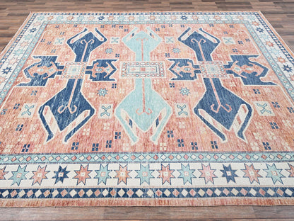 Oushak hand-knotted wool rug in Orange & Ivory, 8'11" x 11'9" — SKU O02102 (view 4)