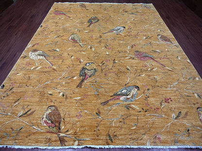Brown 9'4" x 11'8" Modern and Contemporary Hand knotted Wool Rug - Sku: O021041
