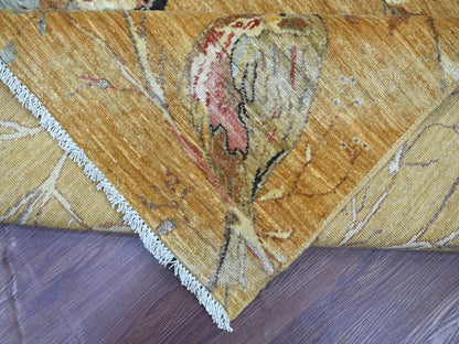 Brown 9'4" x 11'8" Modern and Contemporary Hand knotted Wool Rug - Sku: O021041