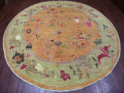 Brown 11'8" x 11'10" Oushak And Peshawar Hand knotted Wool Rug - Sku: O021044