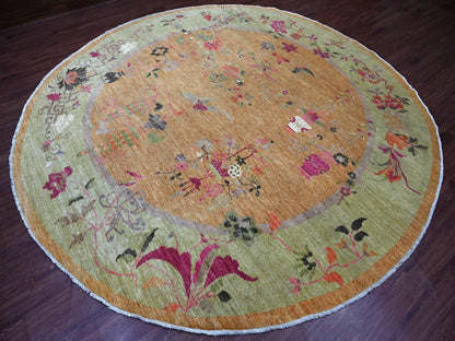 Brown 11'8" x 11'10" Oushak And Peshawar Hand knotted Wool Rug - Sku: O021044