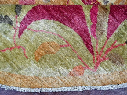 Brown 11'8" x 11'10" Oushak And Peshawar Hand knotted Wool Rug - Sku: O021044