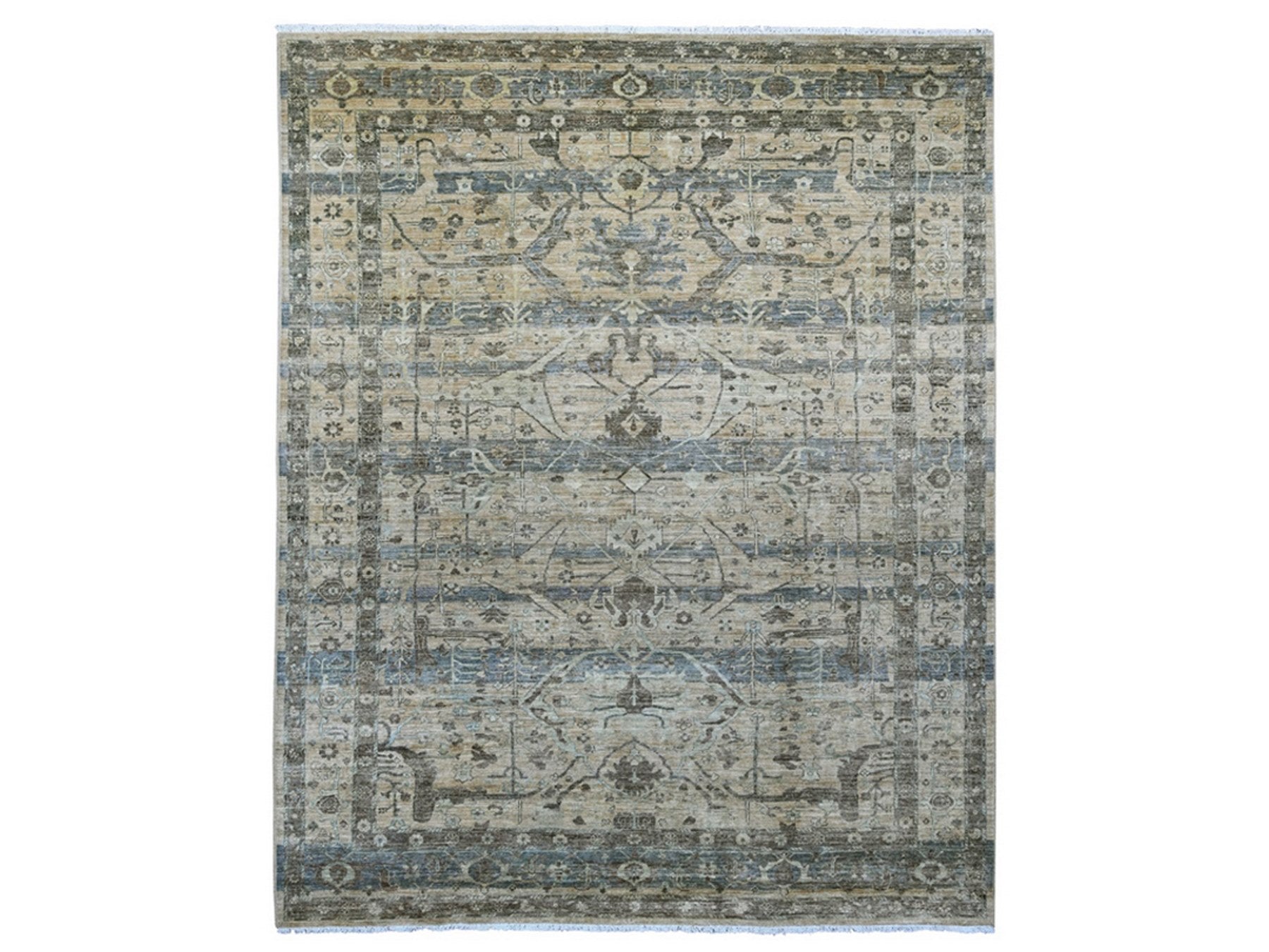Brown 8'2" x 10'1" Oushak And Peshawar Hand knotted Wool Rug - Sku: O021045