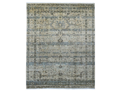 Brown 8'2" x 10'1" Oushak And Peshawar Hand knotted Wool Rug - Sku: O021045