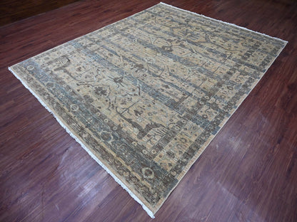 Brown 8'2" x 10'1" Oushak And Peshawar Hand knotted Wool Rug - Sku: O021045