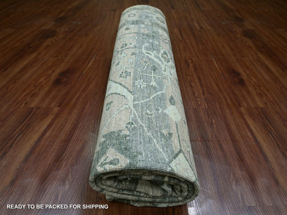 Brown 8'2" x 10'1" Oushak And Peshawar Hand knotted Wool Rug - Sku: O021045