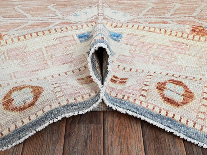 Blue 8'10" x 11'9" Oushak And Peshawar Hand knotted Wool Rug - Sku: O02104