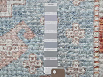 Blue 8'10" x 11'9" Oushak And Peshawar Hand knotted Wool Rug - Sku: O02104