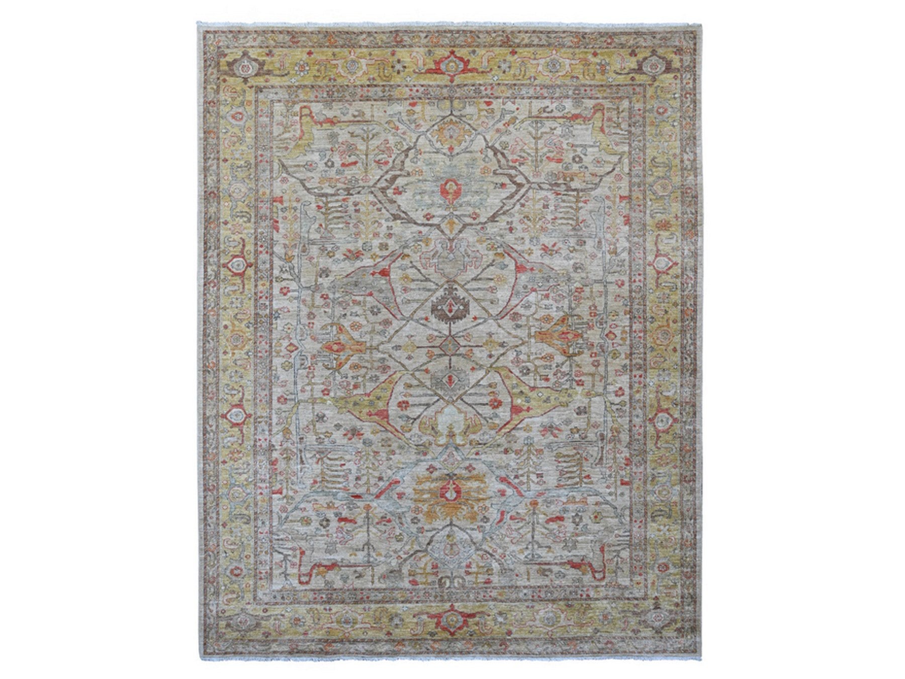 Grey 8'0" x 10'0" Oushak And Peshawar Hand knotted Wool Rug - Sku: O021051
