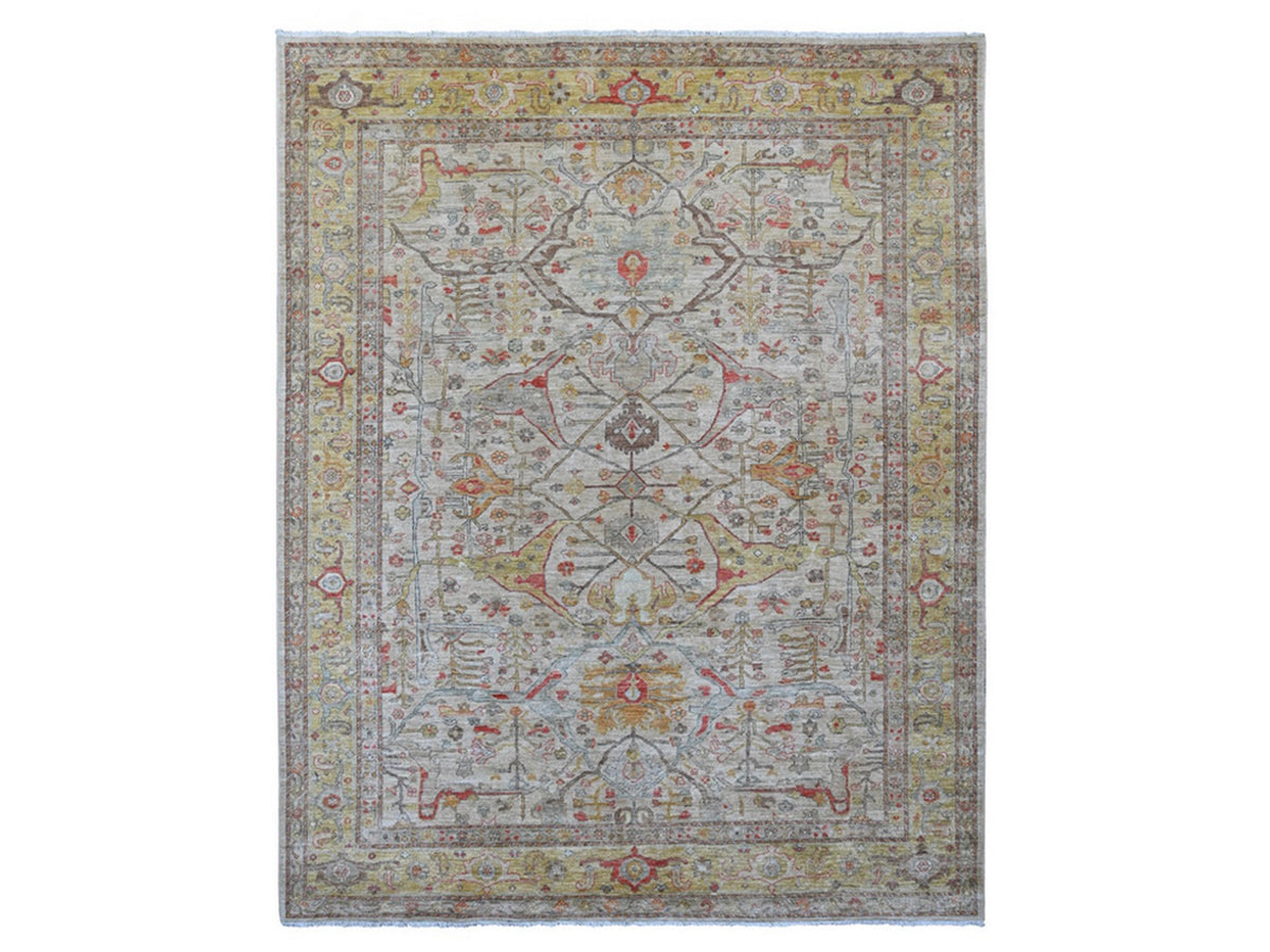 Peshawar Oushak hand-knotted wool rug in Gray & Yellow, 8' x 10' — SKU O021051