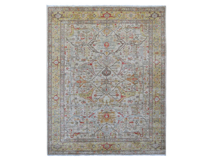 Peshawar Oushak hand-knotted wool rug in Gray & Yellow, 8' x 10' — SKU O021051