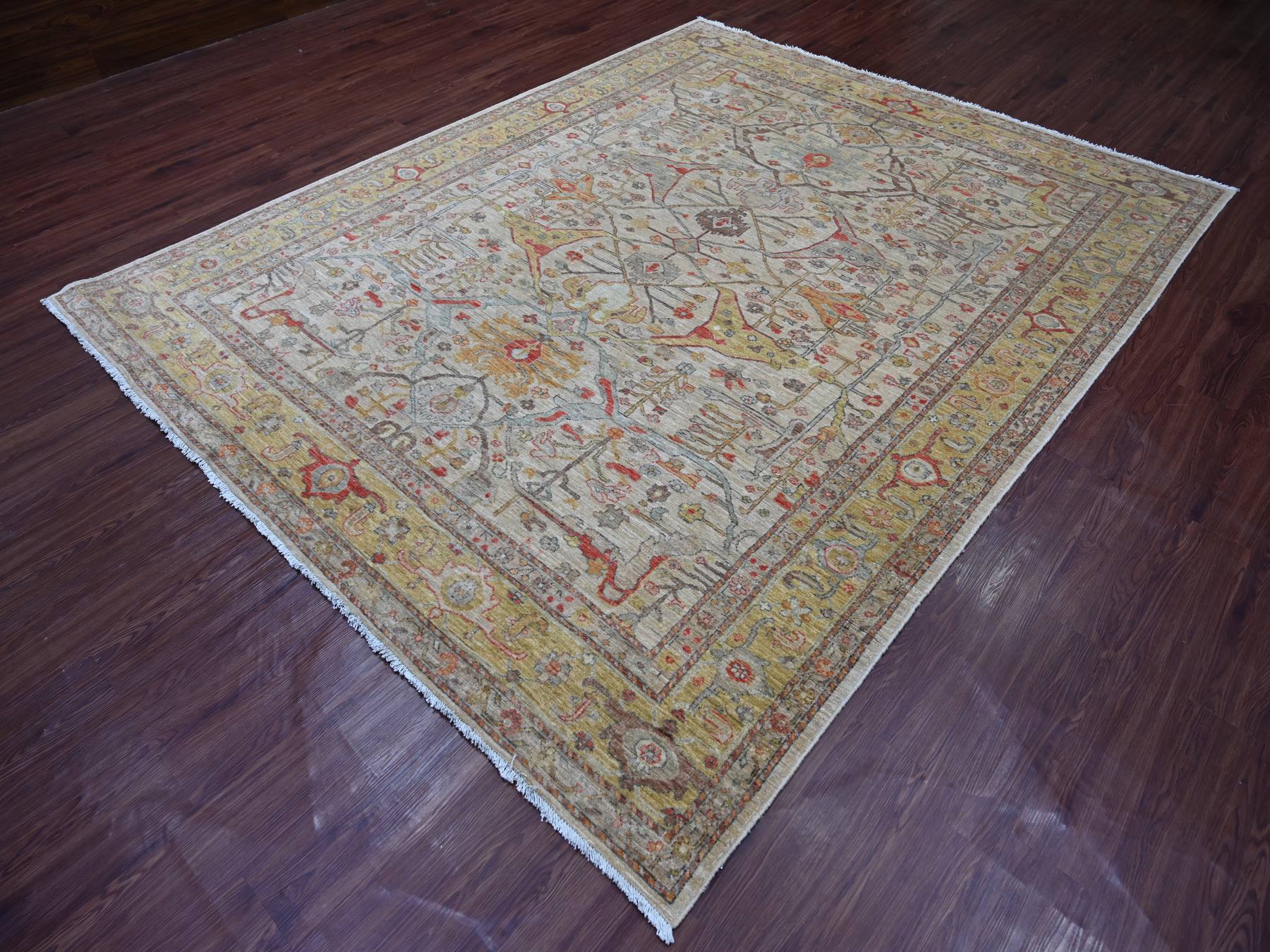 Peshawar Oushak hand-knotted wool rug in Gray & Yellow, 8' x 10' — SKU O021051 (view 3)