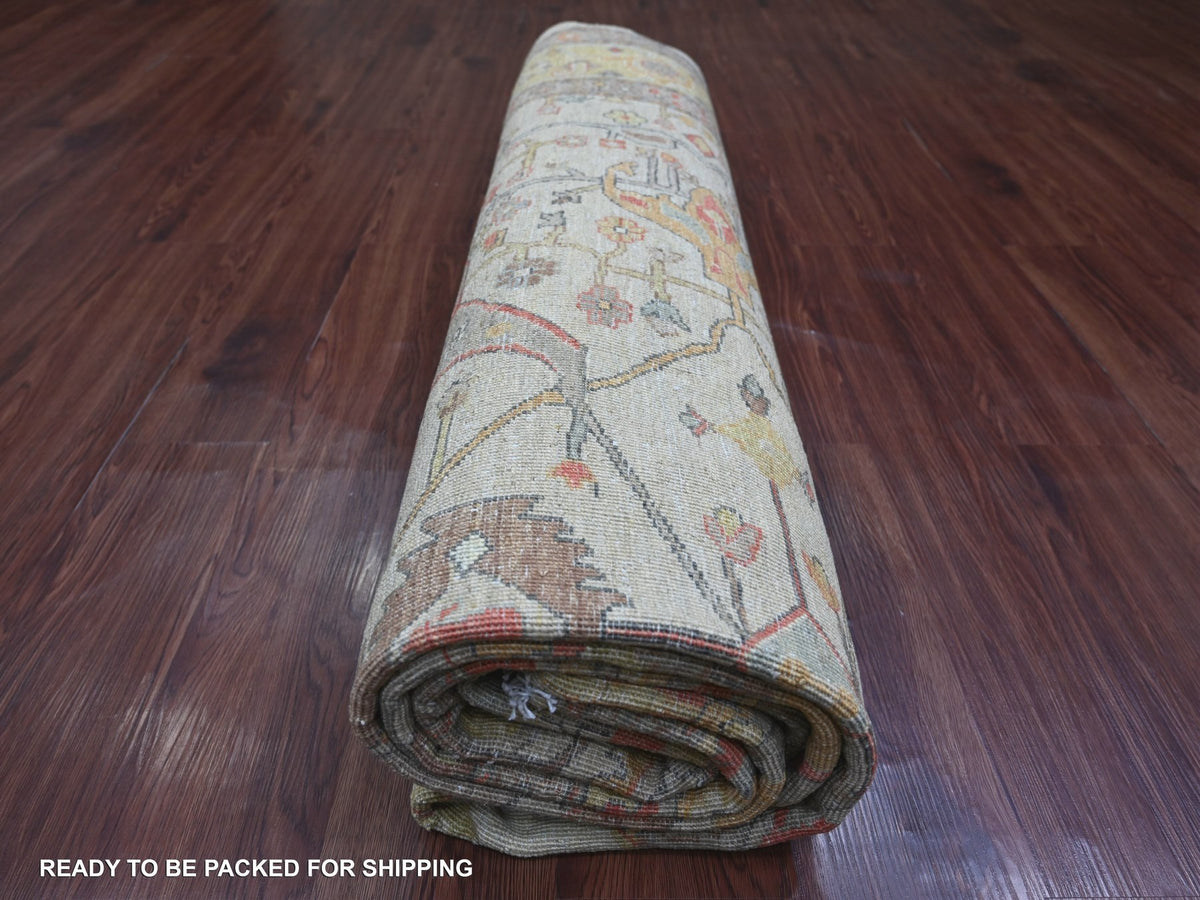 Peshawar Oushak hand-knotted wool rug in Gray & Yellow, 8' x 10' — SKU O021051 (view 9)