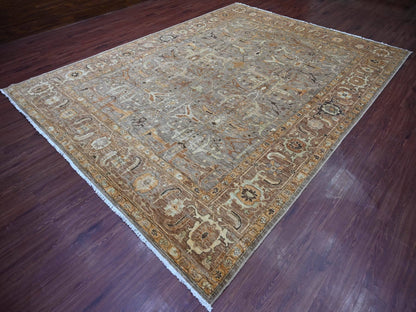 Peshawar Oushak hand-knotted wool rug in Gray & Brown, 9'1" x 12'2" — SKU O021054 (view 3)