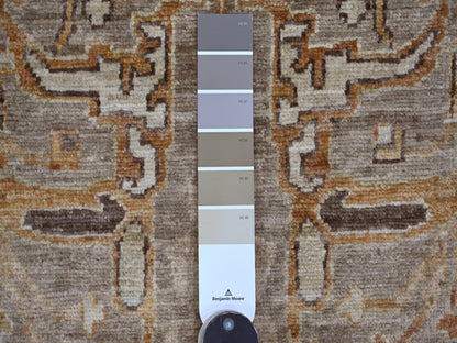 Peshawar Oushak hand-knotted wool rug in Gray & Brown, 9'1" x 12'2" — SKU O021054 (view 7)