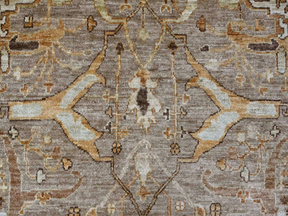 Grey 9'1" x 12'2" Oushak And Peshawar Hand knotted Wool Rug - Sku: O021054