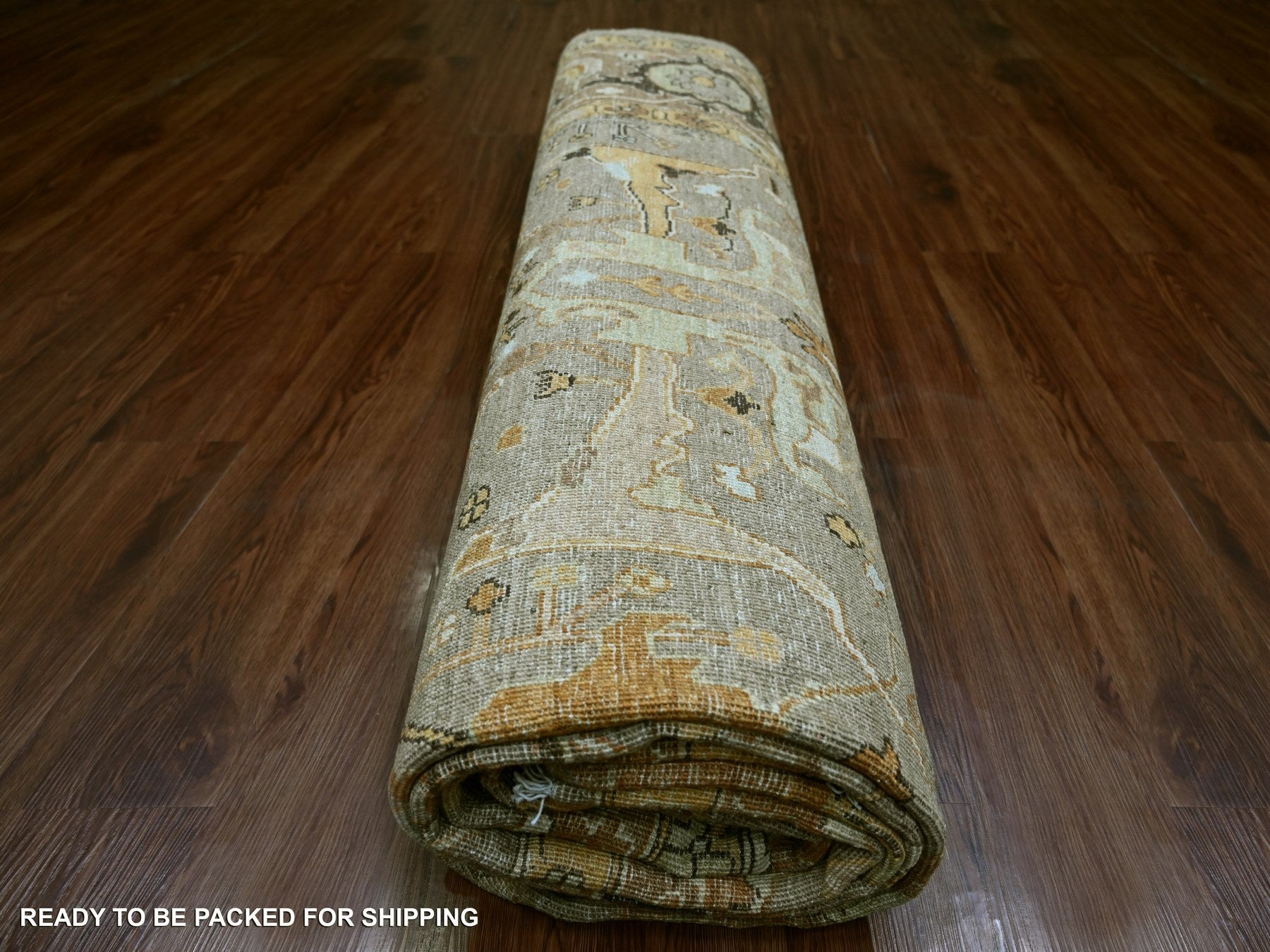 Peshawar Oushak hand-knotted wool rug in Gray & Brown, 9'1" x 12'2" — SKU O021054 (view 9)