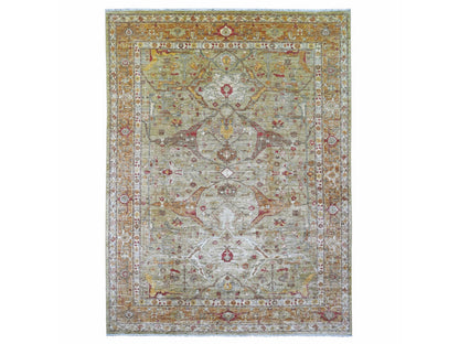 Green 8'9" x 11'7" Oushak And Peshawar Hand knotted Wool Rug - Sku: O021055