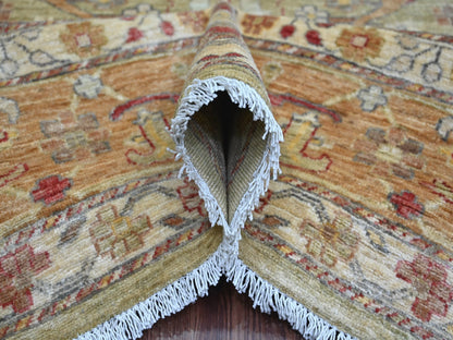 Green 8'9" x 11'7" Oushak And Peshawar Hand knotted Wool Rug - Sku: O021055