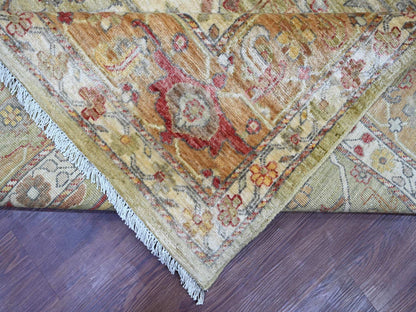 Green 8'9" x 11'7" Oushak And Peshawar Hand knotted Wool Rug - Sku: O021055