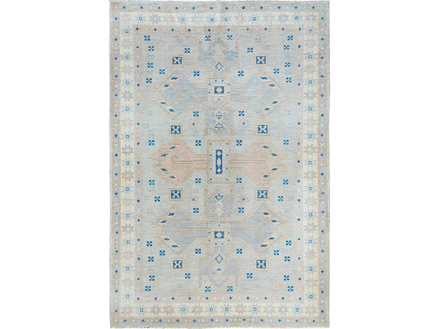 Oushak hand-knotted wool rug in Gray & Ivory, 5'10" x 9'1" — SKU O02105