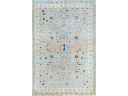 Oushak hand-knotted wool rug in Gray & Ivory, 5'10" x 9'1" — SKU O02105