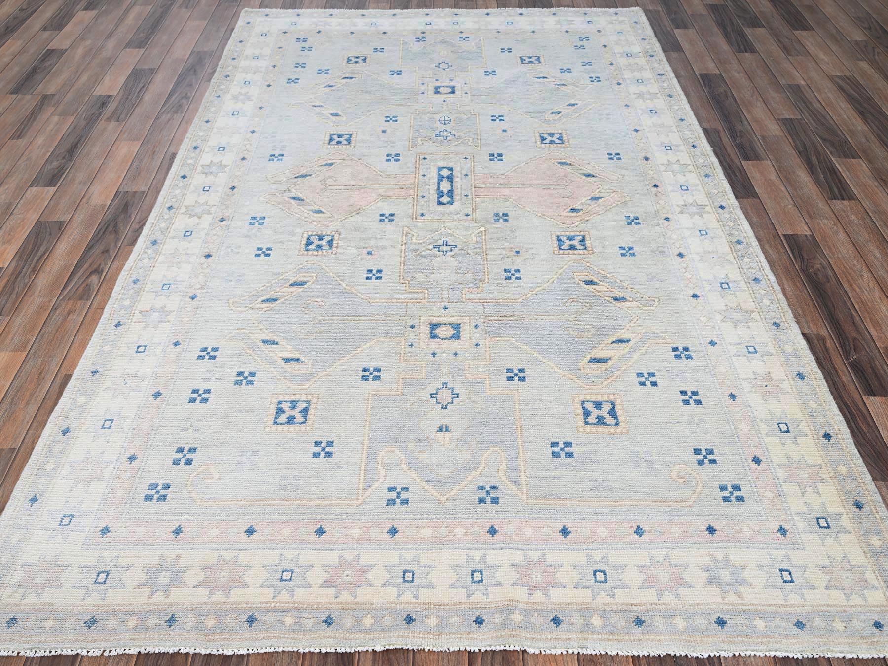 Oushak hand-knotted wool rug in Gray & Ivory, 5'10" x 9'1" — SKU O02105 (view 2)