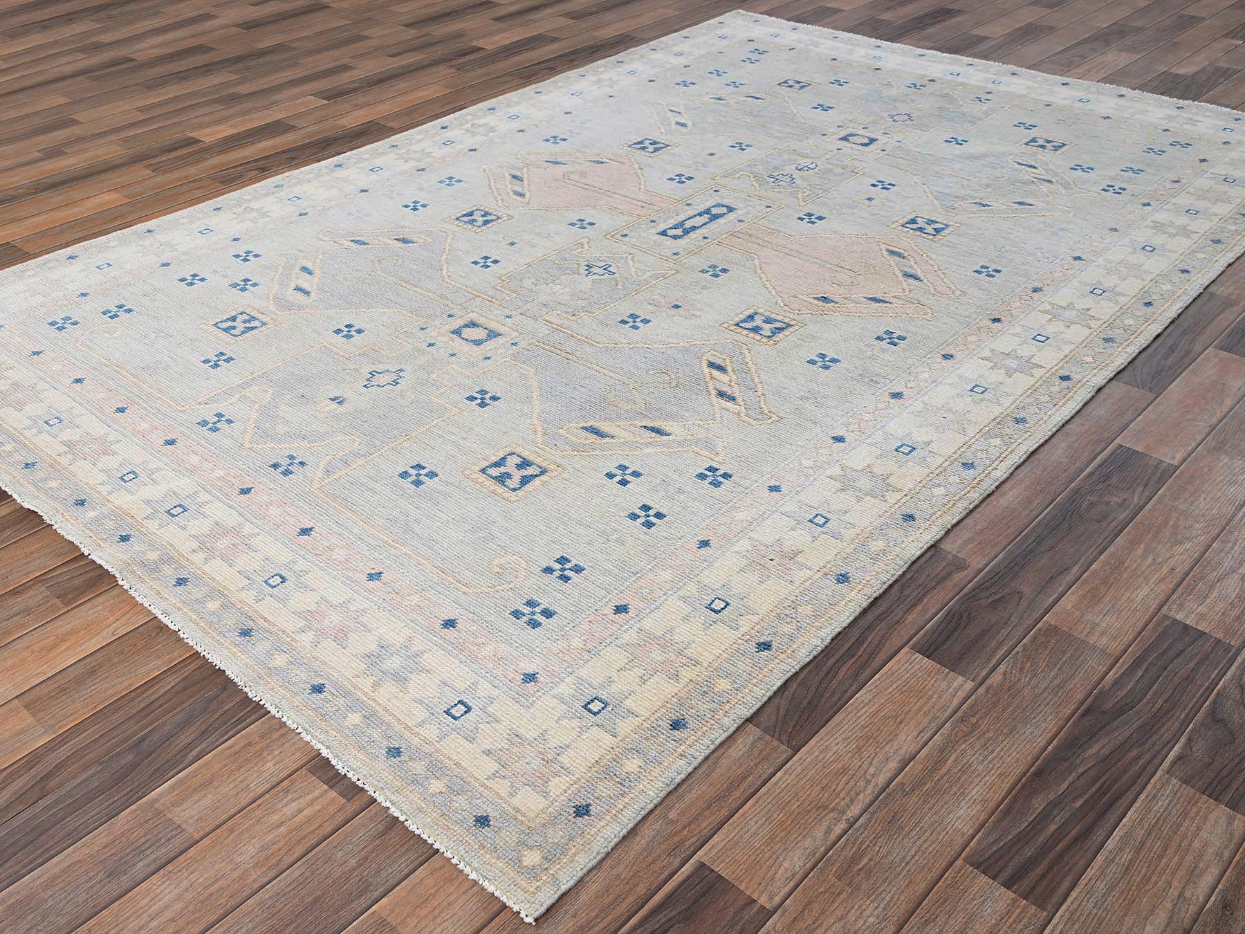 Oushak hand-knotted wool rug in Gray & Ivory, 5'10" x 9'1" — SKU O02105 (view 3)