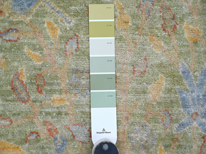 Green 2'1" x 3'1" Oushak And Peshawar Hand knotted Wool Rug - Sku: O021098